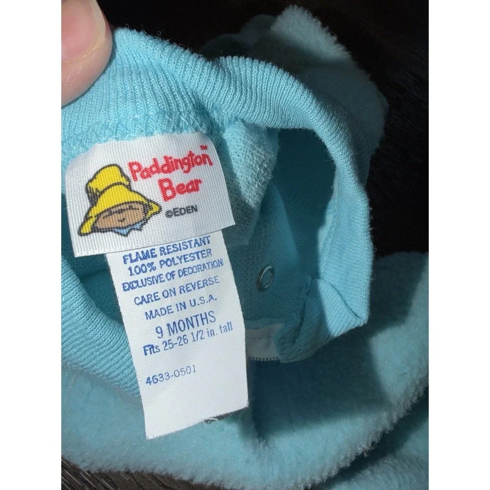 Eden Size 9m Paddington Bear Blanket Sleeper Footed Pajamas Blue